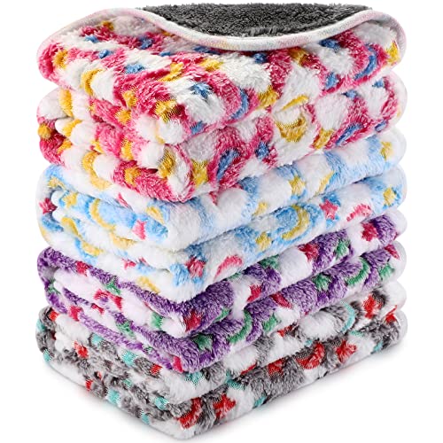 Namalu 4 Wasserdicht Meerschweinchen Fleecedecken Klein Waschbar Hundedecke Saugfähig Meerschweinchen Käfig Einlagen Wiederverwendbar PIPI Pads Schlaf Kuscheldecke (Stern und Mond, 60 x 40 cm)