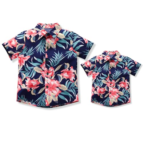 Image of Daddy and Me Matching Outfits Hawaiian Father and Son Matching Shirts for Family Photoshoot Summer Men Boys Father's Day Tops
