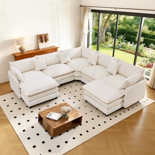 CAFUZY 111.4" V-Shaped Corner Couch Sectional 2 Movable