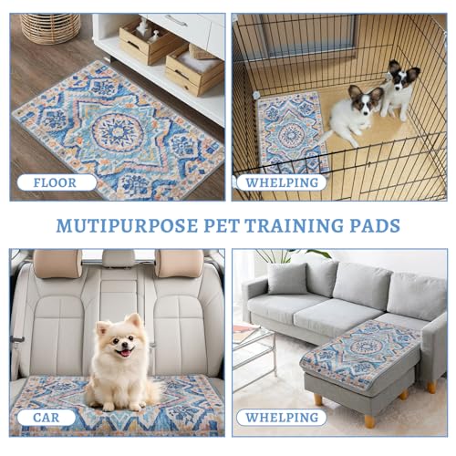 Image of NOYAL Bohemian Washable Dog Pee Pads - Super Absorbent Reusable Puppy Training Pads with Stylish Prints | 100% Waterproof, Leak-Proof & Non-Slip Pet Housebreaking Pads for Indoor 2 Packs