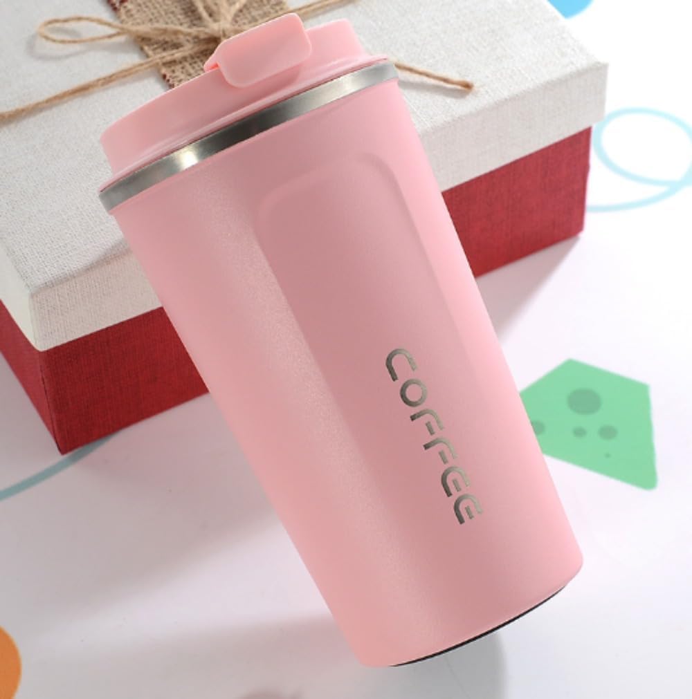 SENKAR Vacuum Insulated Stainless Steel Coffee Mug with Lid 17oz Pink
