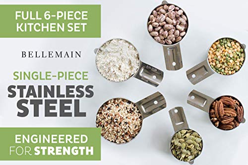 Bellemain One Piece Stainless Steel Measuring Cups - Nesting Measuring Cups For Kitchen, Bakers Measuring Cups, Dry Measuring Cups - Ml & Oz Measuring Cup For Liquid, Metal Measuring Cup Set Of 6 #TOP3