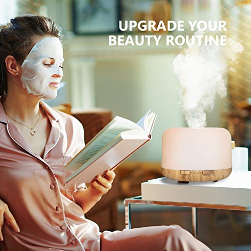 Oil Diffuser, 500Ml Essential Oil Diffusers, Aromatherapy Diffuser With 2 Mist Mode 4 Timers＆7 Ambient Light Waterless Auto Off, Diffusers Large Room Home Office #TOP6