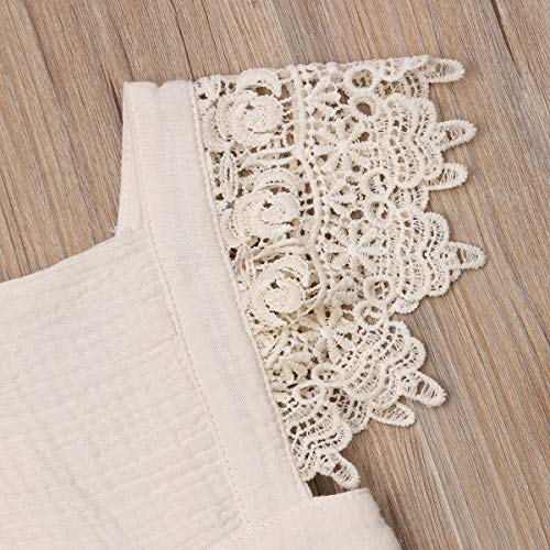 Toddler Baby Girl Infant Comfy Cotton Linen Lace Princess Overall Dress Sundress (Beige, 18-24 Months) #TOP6
