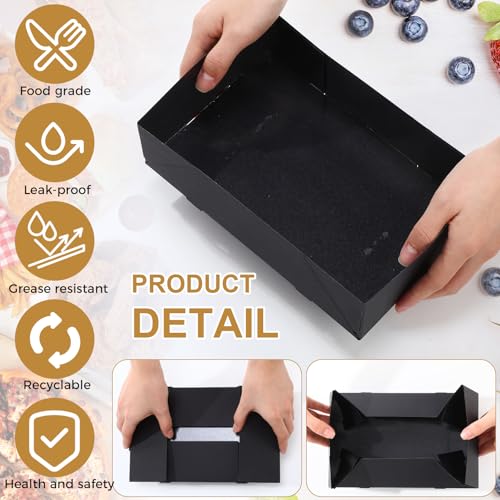 Image of Chinco 300 Pieces Paperboard Kraft Food Trays 4 Corner Pop up Food Tray Disposable Foldable Cardboard Movie Night Snack Party Container Box for Holding Drink at Stadiums or Theaters (Black)