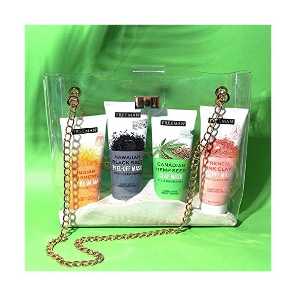 Freeman-Beauty-Exotic-Blends-Face-Mask-Variety-Set-with-Clay-Peel-Off-Gel-Cream-Facial-Masks-Skin-Care-for-Women-4pk-Tubes FREEMAN Exotic Blends Face Mask Variety Set with Clay, Peel-Off, Gel, & Cream Facial Masks, Skincare for Women, Face Mask Essentials Kit, Hydrating, Soothing, & Purifying, 4 Count Tubes