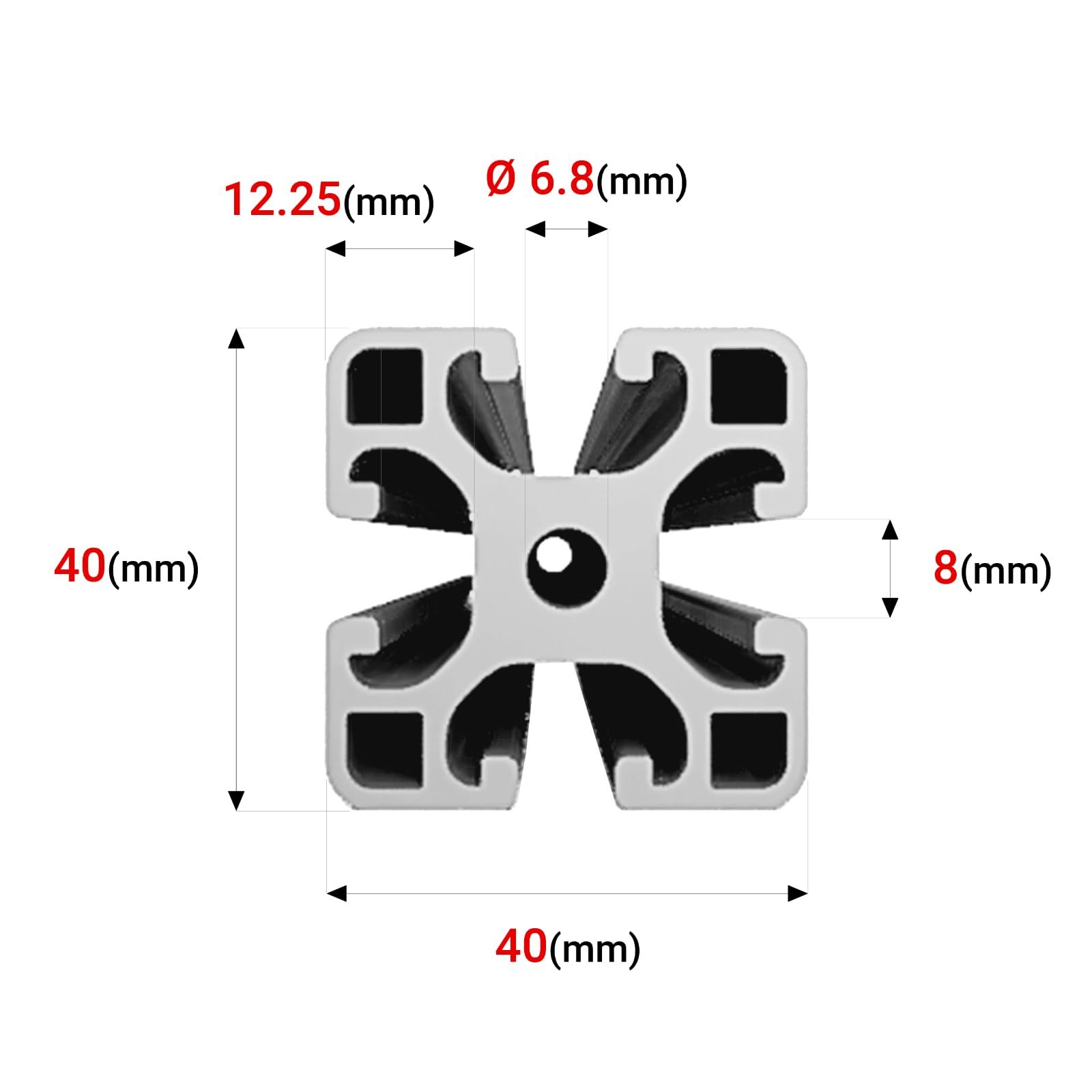 GAL - INDUSTRIAL Profil Konstrukcyjny Aluminium 40x40 mm | Rowek 8 mm | Długość 170 cm | Anodowany, Odporny na Korozję | Profil Aluminiowy do prodjektów DIY i Przemysłu | Cięcie na Wymiar