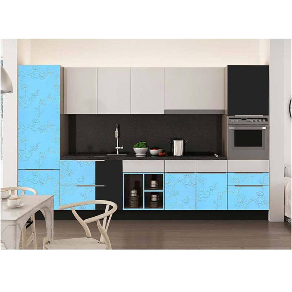 Folia Samoprzylepna Do Mebli Jasnoniebieski Wodoodporny Pvc Samoprzylepna Tapeta Kwiatowa Renowacja Mebli Szafka Szafa Lodówka Home Decor 60Cm X 10M