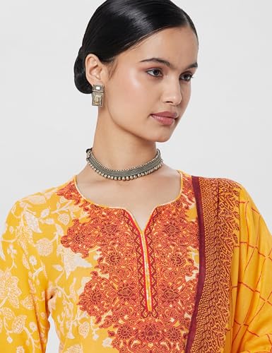 Image of BIBA Women Cotton Straight Printed Kurta Ankle Length Suit Set