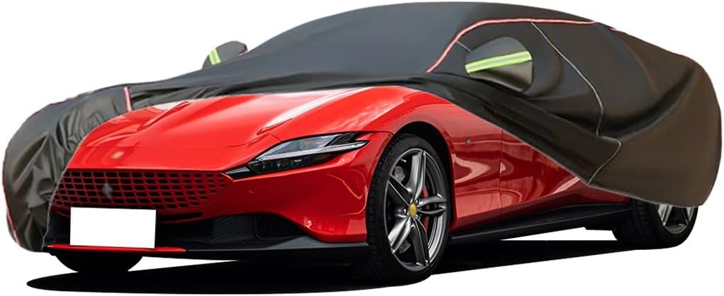 WOLWES Car Cover are Suitable for Ferrari Roma All-Weather Windproof, Snowproof, Rainproof, UV-Protected and Breathable All-Season Universal with Side Door Zip Oxford Cloth Car Cover (Color : White)