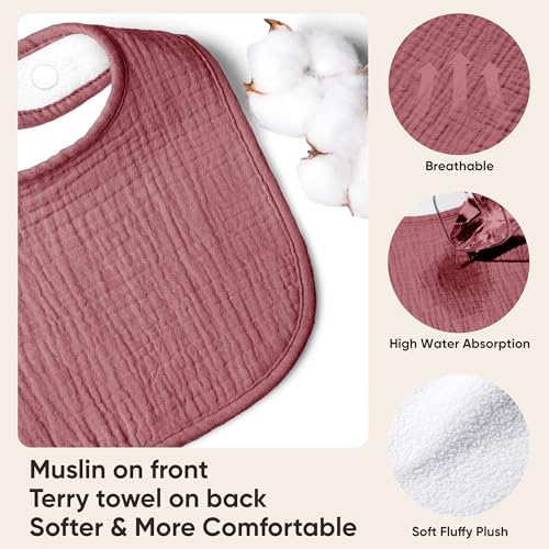 Image of Susurration Muslin Baby Drool Bibs 10Pack Soft Square Adjustable Bandana Bibs for Unisex Baby Girls & Boys