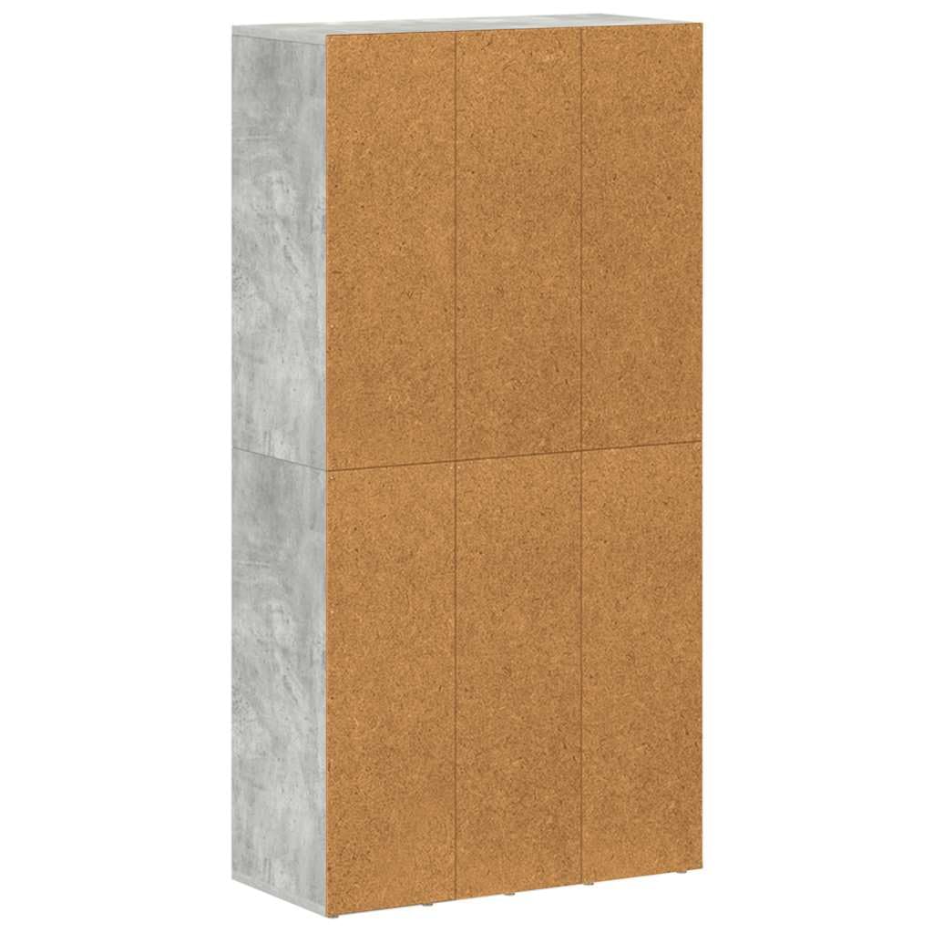 Biblioteka 8 przegródek Szary Beton 66x30x130 cm Drewno Ingenierie | Półka na książki Czasopisma DVD, zastosowanie poziome lub pionowe, łatwy montaż