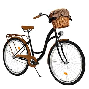 Milord. 26 inch 1-versnelling zwart-bruin comfortabele fiets met mand en rugdrager, Hollandse fiets, damesfiets…