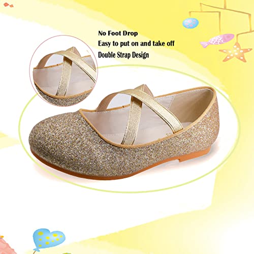 JBTNBX Girl Ballet Flats Mary Jane Shoes Dress Shoes Glitter School Party Dress Princess Wedding Shoes (Little Kid/Big Kids)3