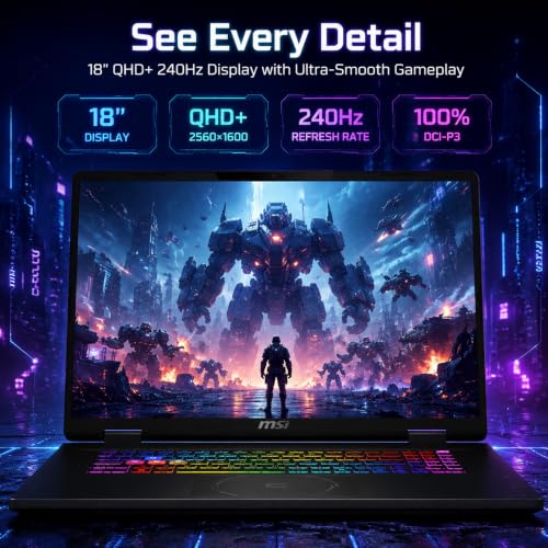 Image of msi Crosshair 18 HX Gaming Laptop 18 inch 2.5K Intel Ultra9 RTX 5070 Win 11 Pro