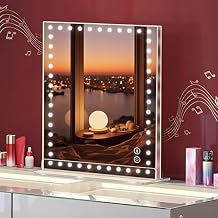 VANITII Makeup Mirror with 48pcs LED Lights 12"x9" Hollywood Vanity Mirror with 3 Color Modes and Dimmable Smart Touch Light Up Mirror with 10X Magnification for Tabletop Dormitory