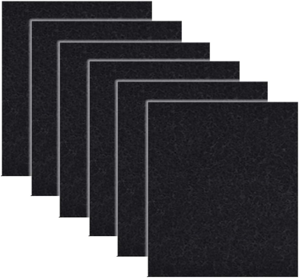 6 Pack Black Charcoal Cat Litter Box Replacement Filter Hooded Cat Litter Boxes Pans Carbon Odor Filters (6.5 * 6 Inch)