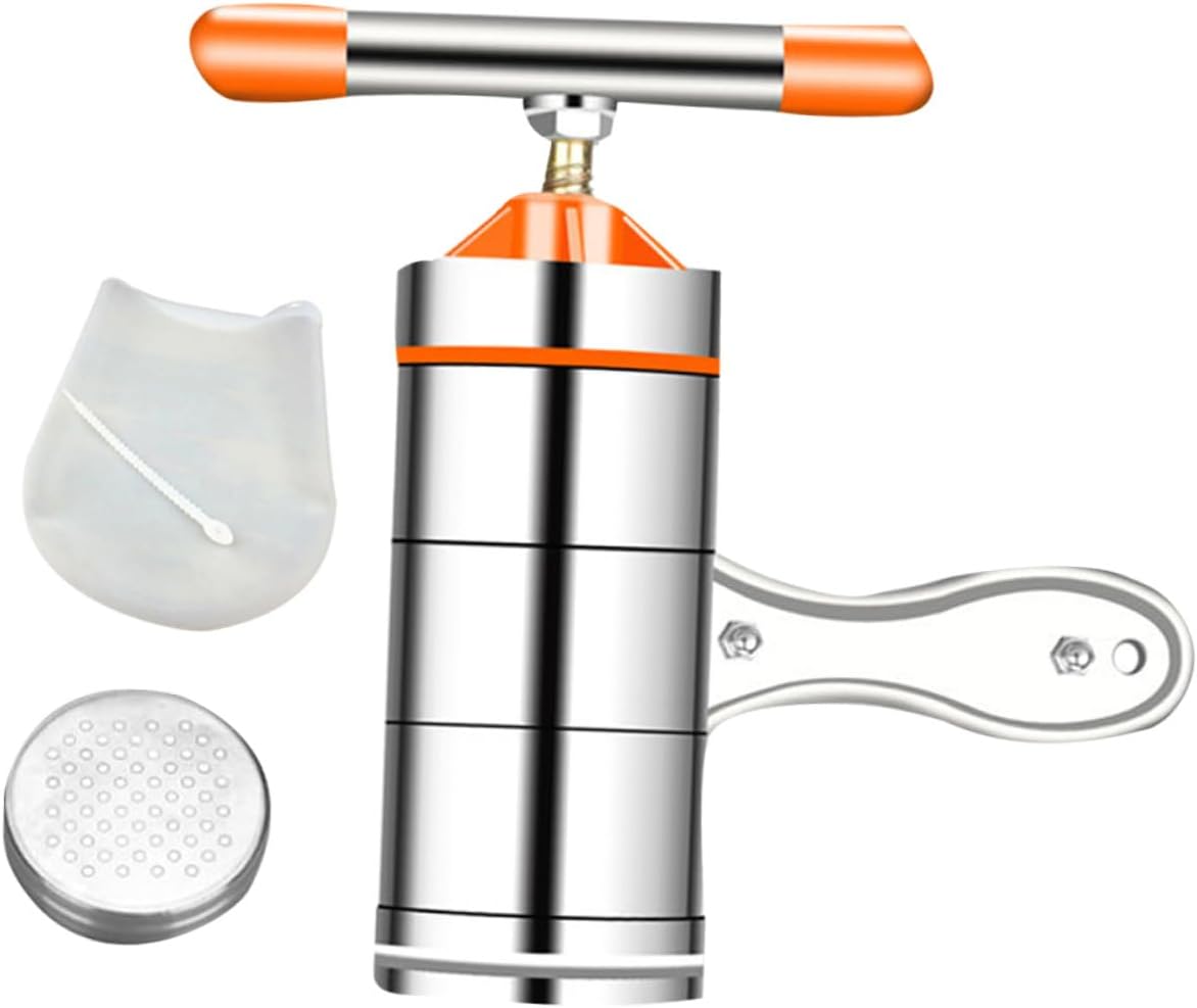 BESPORTBLE Household Noodle Maker Manual Kitchen Noodle Press Machine with 1 Mold and Kneading Bag Stainless Steel Pasta Tool for Home Cooking