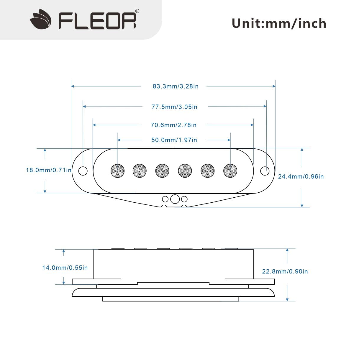 FLEOR Keramik-SSH-Tonabnehmer-Set, Humbucker-Tonabnehmer und Hot-Rail-Single-Coil-Humbucker-Tonabnehmer-Set für E-Gitarre, Schwarz