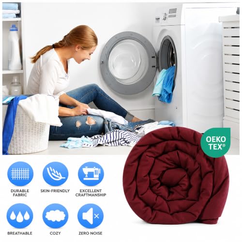 Image of EASELAND Full Size Down Alternative Comforter, Burgundy, 82x86 Inches | Quilted Duvet Insert for All Seasons, Soft Lightweight Bedding with Corner Tabs, Breathable Machine Washable Hotel Quality