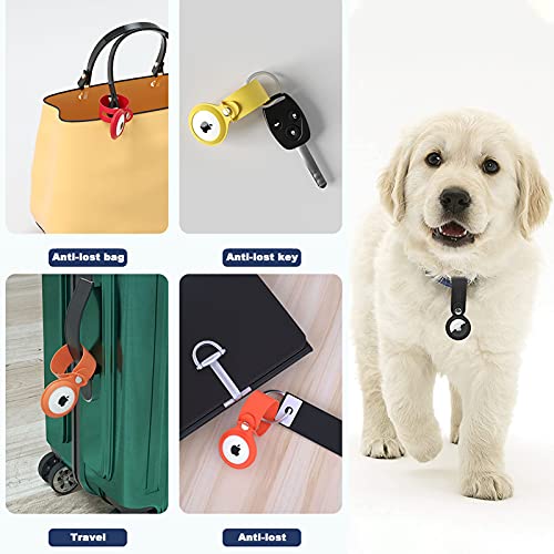 Image of FOSO() Silicone Loop Case for Apple Airtag - Key Finder Secure Holder with Buckle Protector Skin Cover with Long Strap for Apple Bluetooth Item Tracker Soft Keychain Locator Luggage Tag (Red)