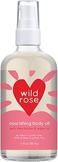 Wild Rose Nourishing Body Oil, 4 fl oz, All-Natural with Shea Butter & Argan Oil