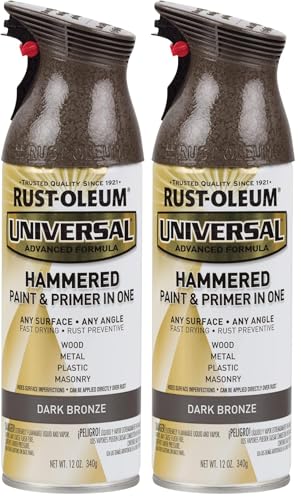 Image of Rust-Oleum 258199 Universal All Surface Hammered Spray Paint, 12 oz, Dark Bronze (Pack of 2)