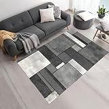Tapis Salon 40x60 cm Rectangulaire Brillance GEOMETRIQUE Gris Entrée adapté au Chauffage par Le Sol