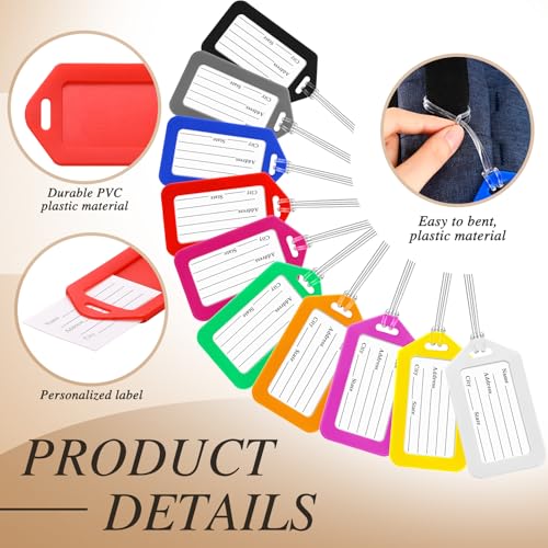 200 Pieces Bulk Luggage Tags for Suitcases Plastic Backpack Book Bag Baggage Name Tags2