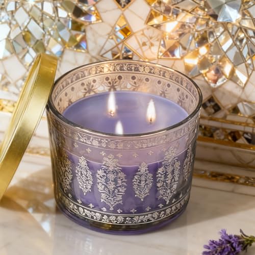 Image of EKAM 2025-26 Festive Fragrance Gift| Scented 3 Wick Candle| Lavender | Inspired by Sheesh Mahal | 28-Hour Burn | Essential Oil Infused | Gift Box for Festive Celebrations, Weddings, Giveaways, etc.