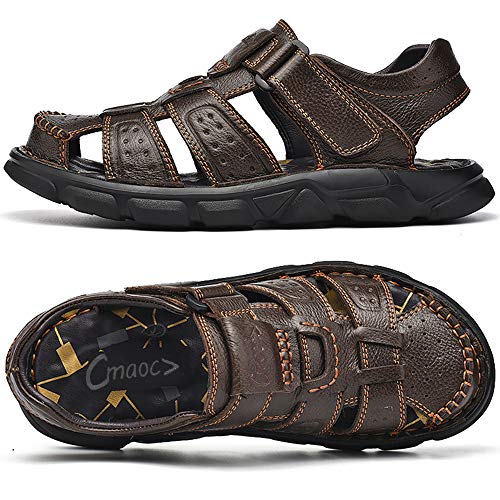 Men's Closed Toe Leather Shoes Outdoor Handmade Adjustable Summer Fisherman Beach Sandals for Men2