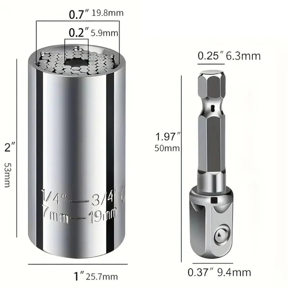 Uniwersalny zestaw kluczy nasadowych z końcówką dynamometryczną Grzechotka Super Sleeve Gadget Zestaw przedłużek(Universal Socket Key)