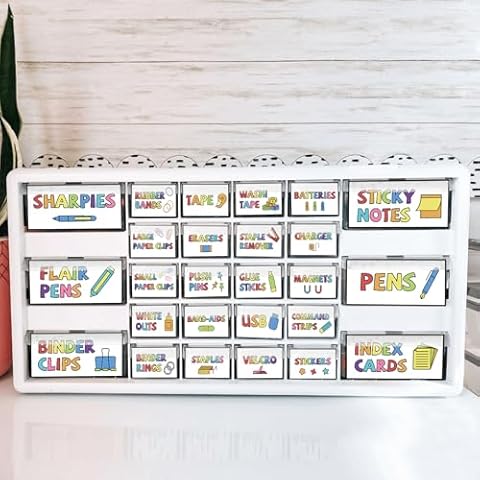 42 Pieces Teacher Toolbox Labels Colorful Teacher Toolbox Labels Tool Box Storage Label Colorful Classroom Decor for Back to School Teachers Classroom Organization Cover