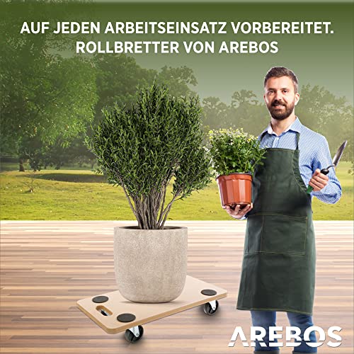 Arebos Rollbrett | 2 Stück | bis zu 200 kg Traglast | inkl. Gummipads Transportroller Möbelroller Transporthilfe für Umzug Möbel-Transport