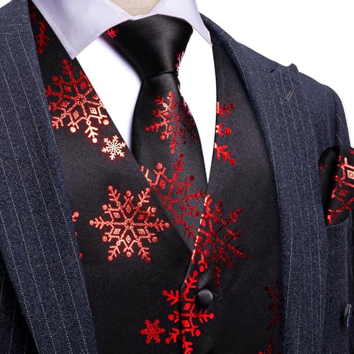 Image of Barry.Wang Mens Red /Green Christmas Suit Vest Holiday Xmas Waistcoat Tie Set Party Tuxedo