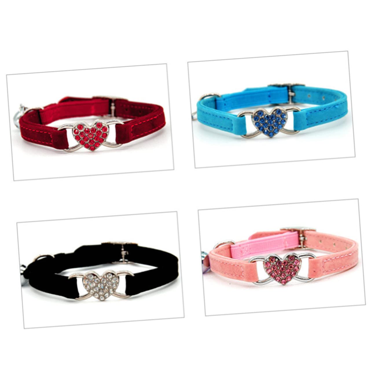 BESPORTBLE Lot De 2 Colliers Réglables pour Chat avec Strass Et Clochette en Forme De Cœur Tendance pour Chats Et Chatons