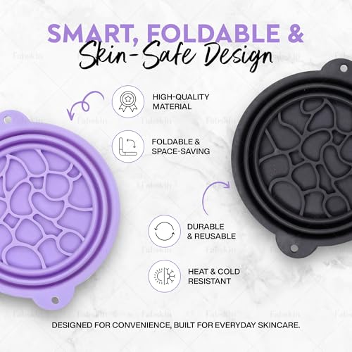 Image of Fabskin Ice Face Bowl for Facial Icing & Cold Water Therapy - Purple With Cleaning Sponge | Collapsible Face Tub | Reusable Ice Facial Bowl for Puffiness Relief, Skin Cooling & Spa Skincare Routine