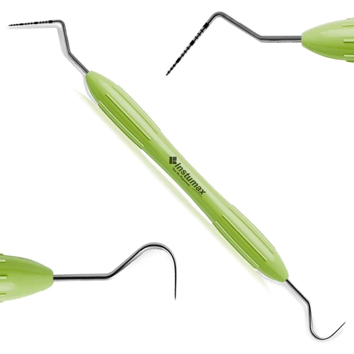 UNC15/23 Expro Periodontal Probe and Explorer – Color-Coded Dental Instrument with 1-15mm Markings – Lightweight Silicone Green Grip – Pocket Depth Measuring Tool – Calculus Removal (2Pcs Set)