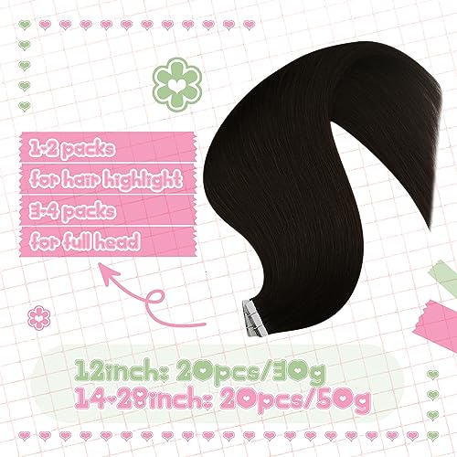 YoungSee Dark Brown Human Hair Tape in Extensions Dark Brown Tape Hair Extensions Real Human Hair Silky Straight 22 Inch 20pcs 50g - Image 4