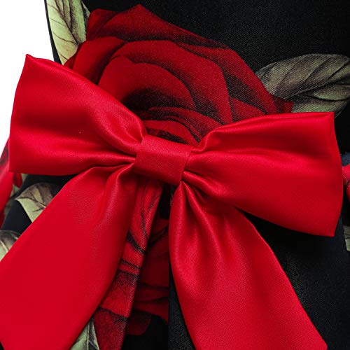 Cmmchaah Princess Girls Wedding Bridesmaid Pageant Dress Toddler Floral Print Special Occasion Dresses (Black,3-4Y) #TOP5