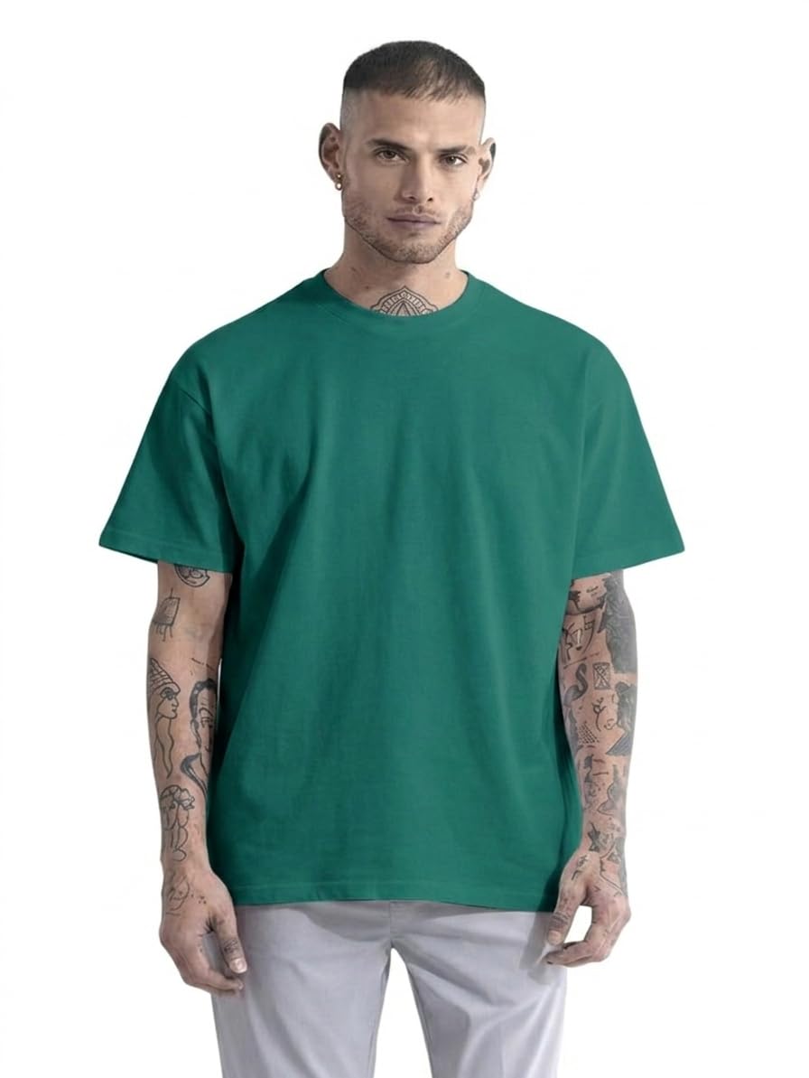 colorchakra Cotton Oversized Tshirt for Mens Down Shoulder Loose fit t-Shirt Men Baggy Style Oversize t-Shirt (Sizes Xs to 4XL)-picture-37