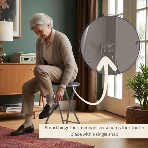 Image of Lavish Home Portable Folding Stool with Backless Seat Set of 4, Gray, 18 inch | Compact Counter Bar Stools with 225lb Capacity, Collapsible Stools for Kitchen, Dorm, RV, Camping, Rec Room or Extra Seating