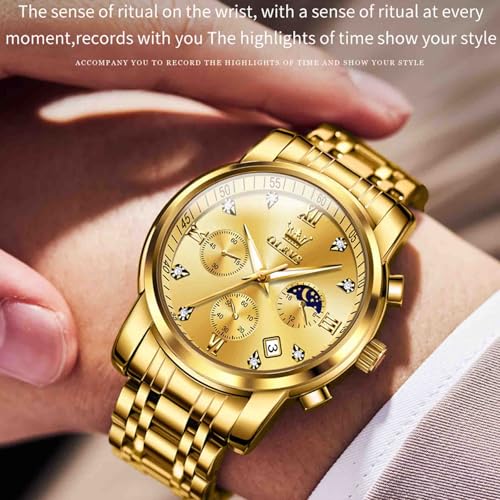 Image of OLEVS Men's Analog Watch Multi Color Business Stainless Steel Waterproof Luminous Quartz Watch Luxury Leisure Date Simulation Original Bowl Watch (In-2858- Multicolor White ?)