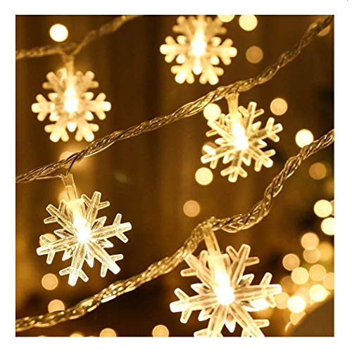 Image of Lexton 20 Led 3 Meter Snowflakes Shaped Lights (Warm White, Pack of 1), Standard (Lex-Snowflakes /Light), Warm White