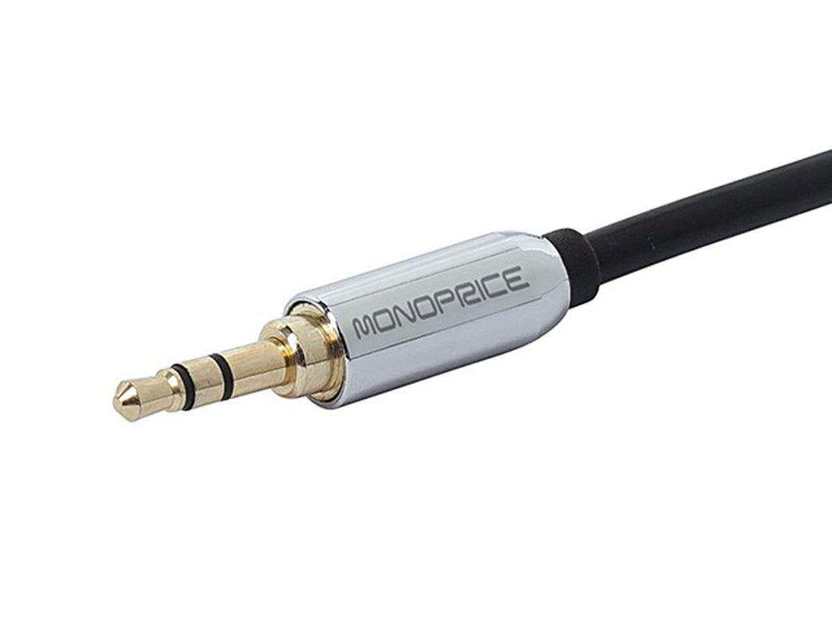 Monoprice Audio Cable - 6 Feet - Black | 3.5mm Stereo Male to RCA Stereo Male Gold Plated Cable for Mobile