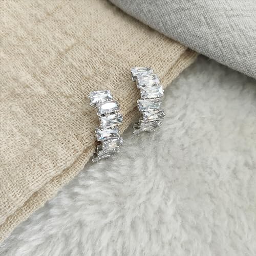 Crystal Half Hoop Earrings Sparkling Rhinestone Paved Hoop Earrings Stud Dainty CZ Small Trendy Chunky Thick Hoop Earrings Vintage Wedding Statement Earrings for Women Girls4