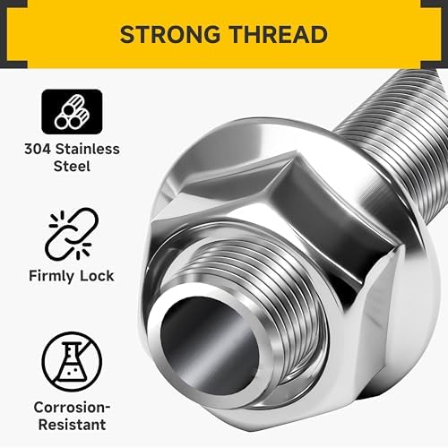 Mywish M8 Serrated Flange Hex Nuts, 50-Pack 304 Stainless Steel, Hex Drive M8-1.25 Hardware Nuts, Bright Finish — view 2