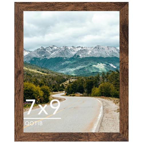 QOTIB 7x9 Picture Frame Deep Brown for Wall Hanging or Tabletop Wood 7 x 9 Frame Photo Frame for Wall Horizontally or Vertically Deep Brown 1 Pack