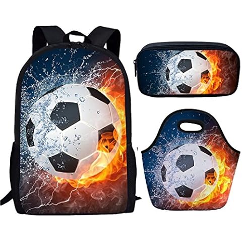 Showudesigns Fire Soccer School Bag Set Cover