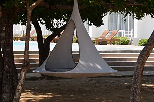 Image of Vivere Cacoon Hanging Songo Chair- Indoor /Outdoor Olefin Canvas- 440 lb Capacity (Moon)